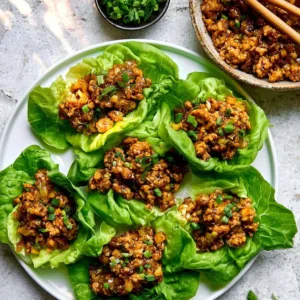 P.F. Chang's chicken lettuce wraps served with dipping sauce