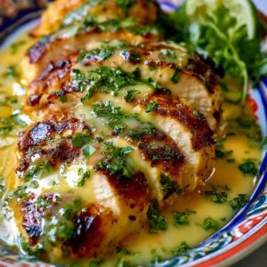 Salsa Verde Chicken with melted Pepper Jack cheese on a plate