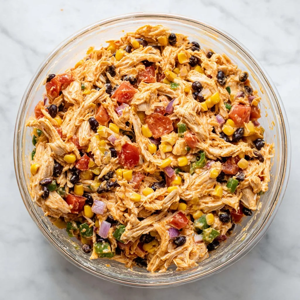 Delicious Southwest Chicken Salad with fresh ingredients and vibrant toppings.