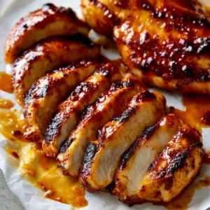 Spicy Baked Chicken Breast served on a plate with herbs and spices