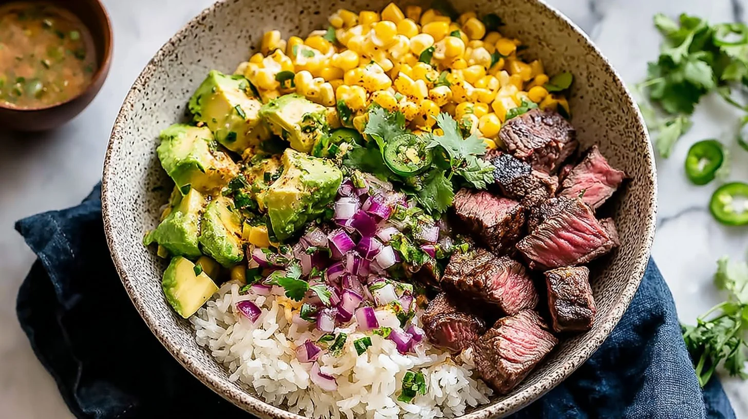 Street Corn Steak Rice Bowls
