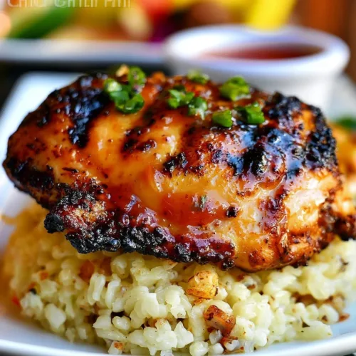Delicious Sweet Chili Coconut-Lime Chicken served with vibrant garnishes
