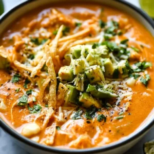Bowl of award winning white chicken chili topped with cilantro and jalapeños
