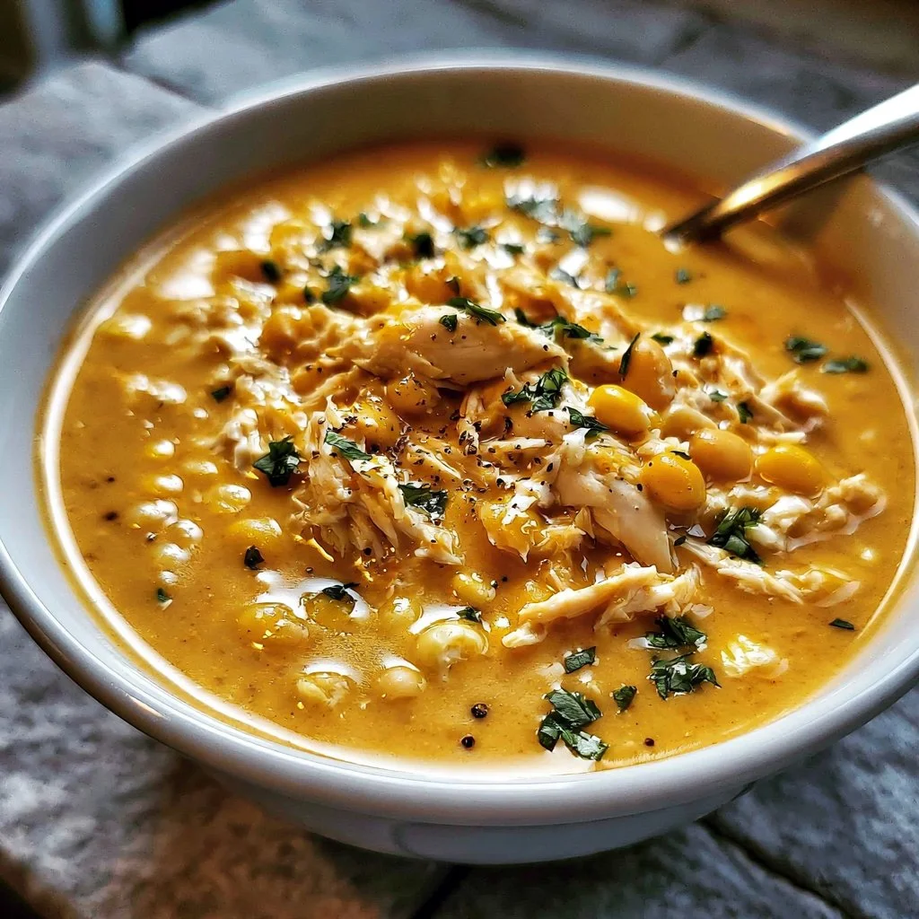 Bowl of creamy white chicken chili topped with cilantro and lime.