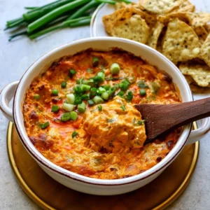 Delicious Buffalo Chicken Dip served in a bowl with tortilla chips