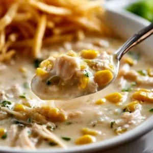 Bowl of creamy crockpot white chicken chili topped with cilantro and cheese