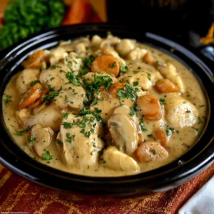 Creamy ranch chicken served with potatoes on a white plate