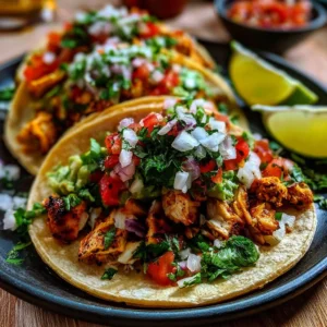 Delicious easy authentic chicken street tacos topped with fresh ingredients