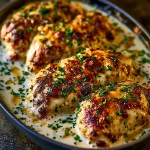 Easy Garlic Butter Caesar Chicken Breast recipe served with fresh greens
