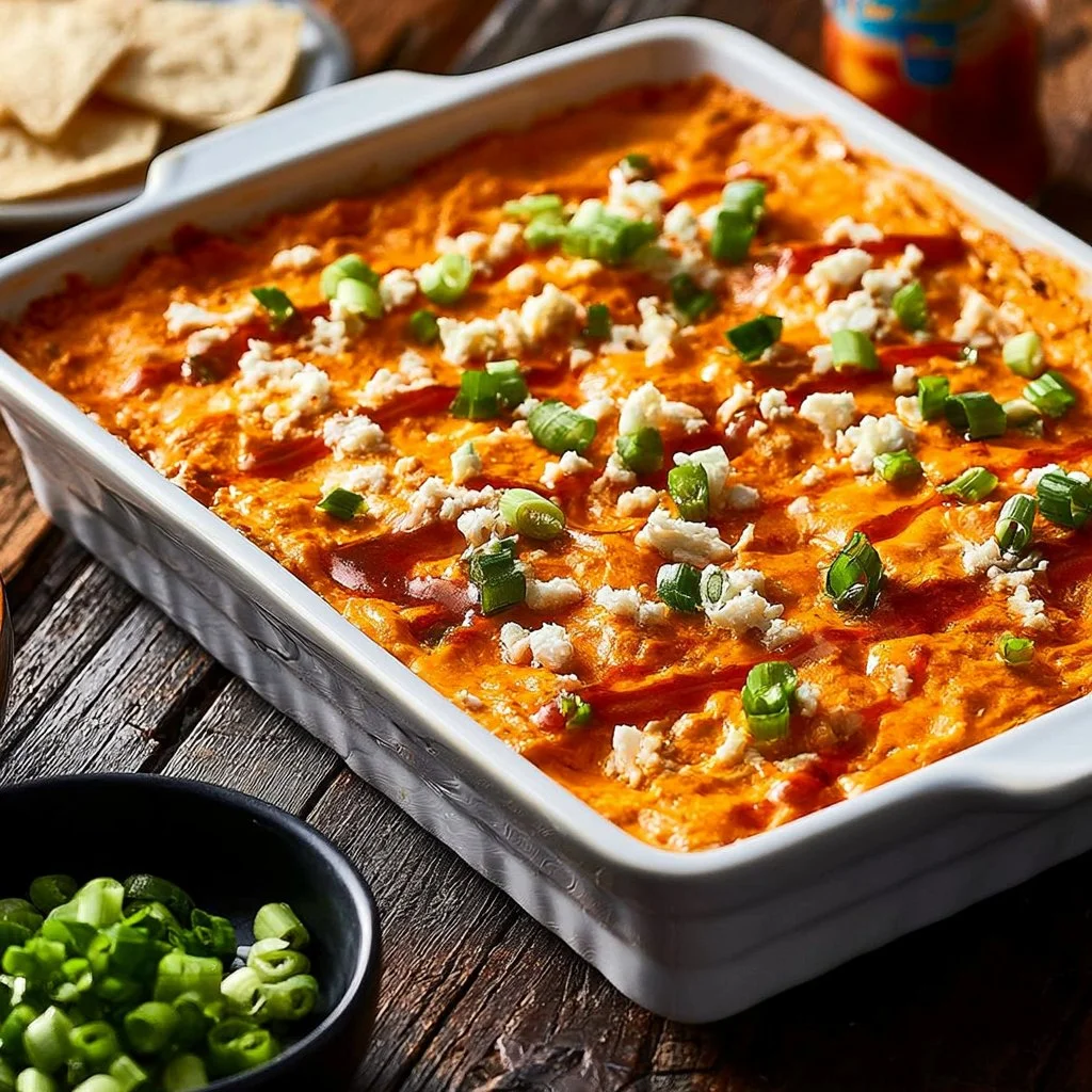 Delicious Frank's Buffalo Chicken Dip served in a bowl with tortilla chips.