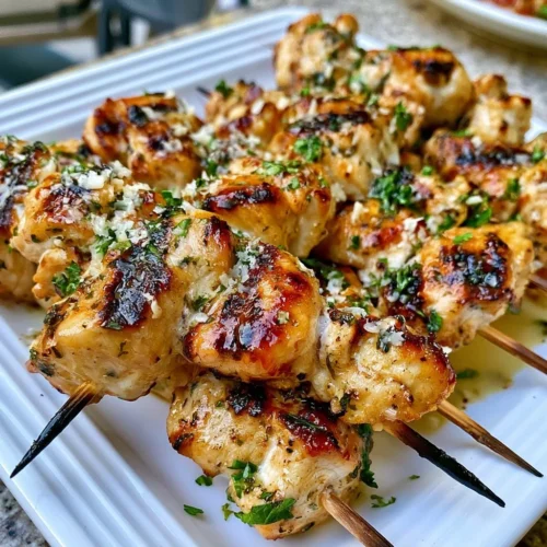 Grilled Ranch Chicken topped with Garlic Parmesan sauce on a serving plate