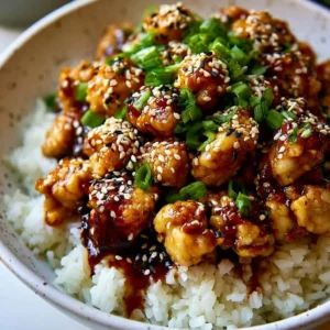 Healthy firecracker ground chicken served with colorful vegetables on a plate