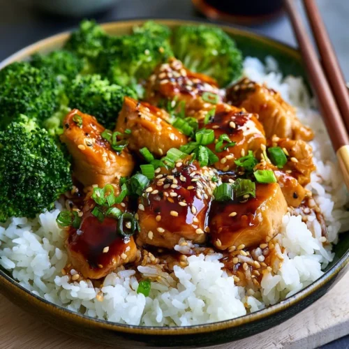 Healthy teriyaki chicken served with vegetables