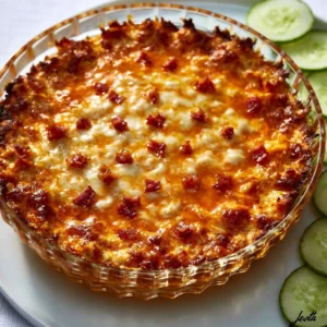 Creamy Keto Buffalo Chicken Dip served in a bowl with celery sticks for dipping