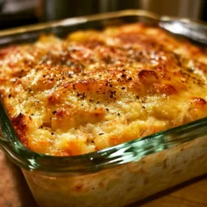 Delicious Mamaw's Chicken & Rice Casserole served in a rustic dish.