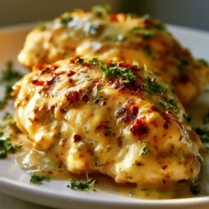 Delicious Melt In Your Mouth Chicken served on a plate with herbs and spices.
