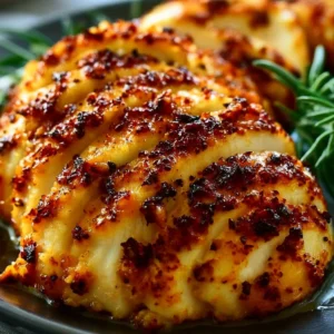 Melt in your mouth chicken breast served on a plate with herbs and spices