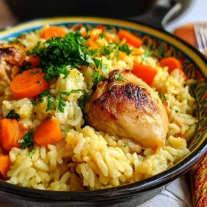 1 pot chicken and rice dish served in a bowl for a quick and easy meal
