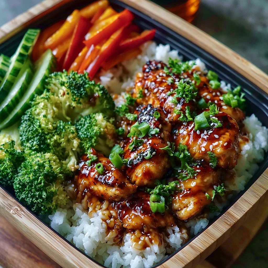 Sticky chicken rice bowl with tender chicken, rice, and flavorful sauce