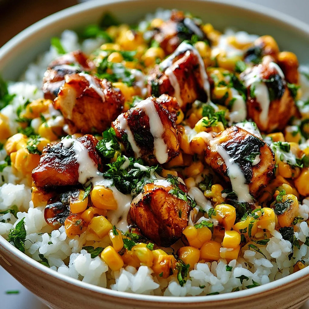 Delicious Street Corn Chicken Rice Bowl with vibrant colors and flavors