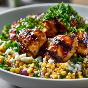 Delicious Street Corn Chicken Salad served in a bowl