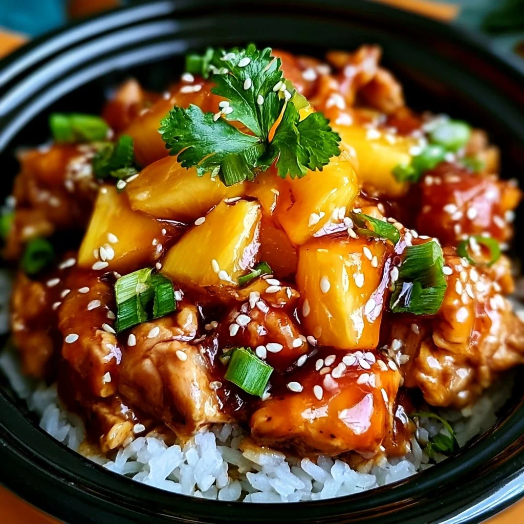 Delicious Sweet Hawaiian Crockpot Chicken dish with tropical flavors