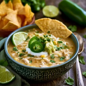 Bowl of best ever white chicken chili topped with cilantro and cheese