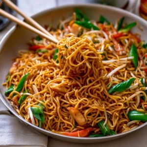 Quick and easy chow mein dish prepared in 30 minutes